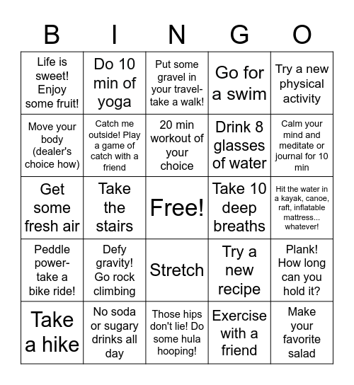 Hospital Month Bingo: Healthy Habits Bingo Card