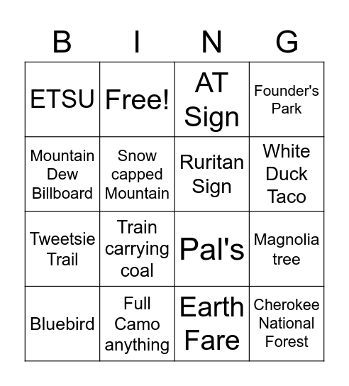 App-A-Lach-An BINGO Card