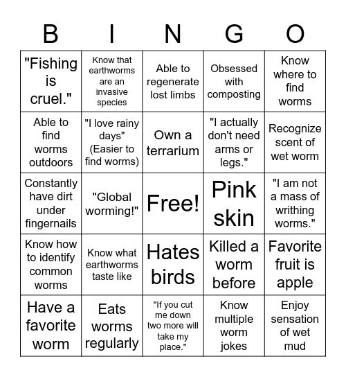 REAL Normal Human Bingo Card