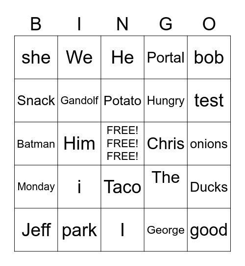 Subjects Bingo Card