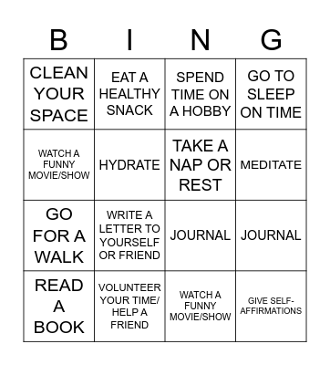 SELF CARE BINGO Card