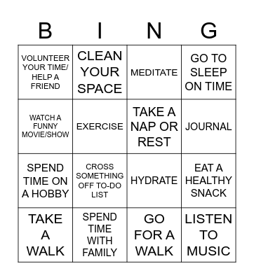 SELF CARE BINGO Card