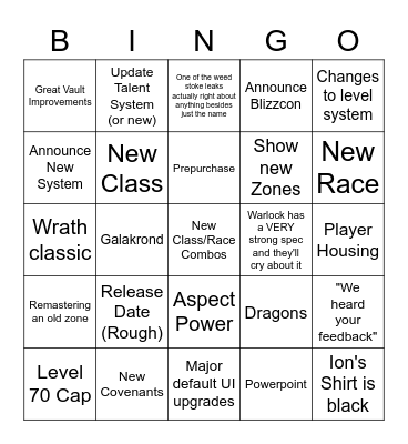 Max 10.0 Expansion Bingo Card
