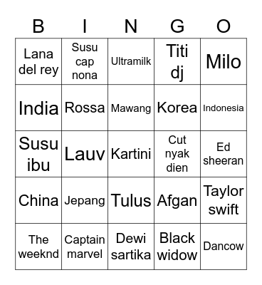 Eojin Bingo Card