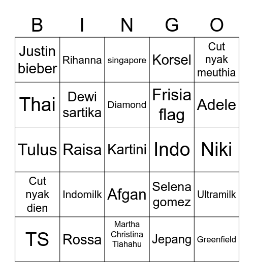 Yoonsu Bingo Card