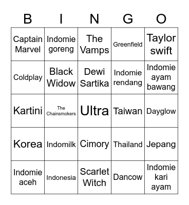 WONPIL BOARD WANGI Bingo Card