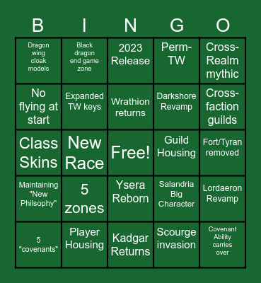 Expansion Reveal Bingo Card