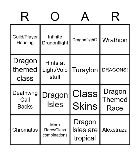 World of Warcraft 10.0 Bingo Card