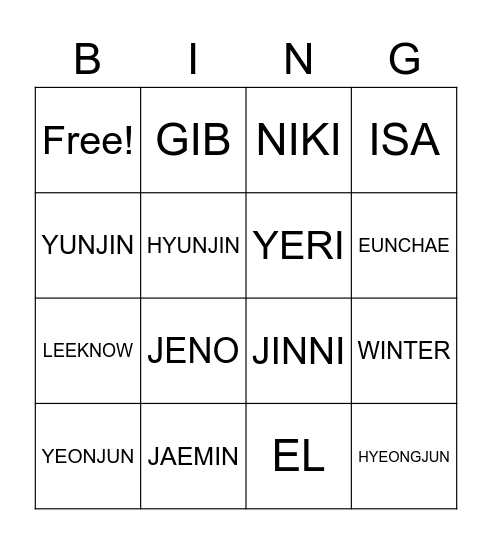 Untitled Bingo Card