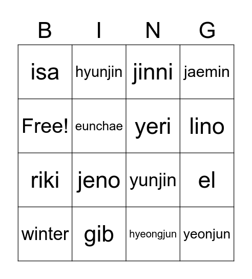 BINGO YEONJUN 35FILM Bingo Card