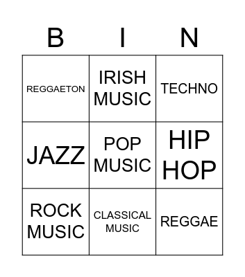 MUSIC BINGO Card