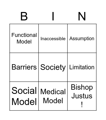 Social Model Bingo Card