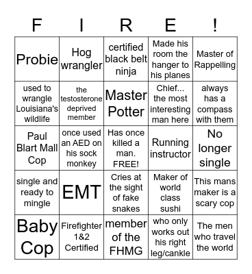 Firehouse Bingo Card