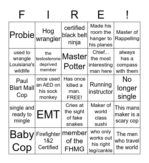 Firehouse Bingo Card