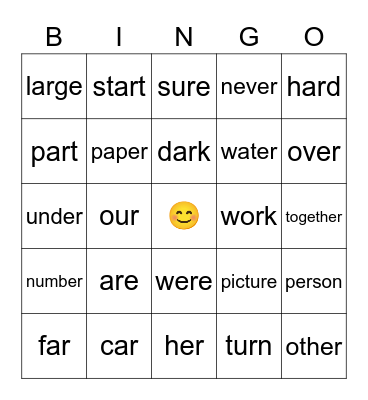 ar & er bingo Card