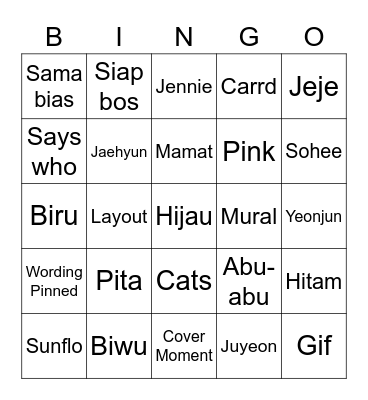 Andreas Bingo Card
