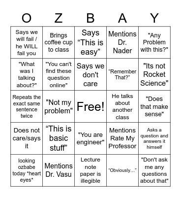 High Speed Bingo Card