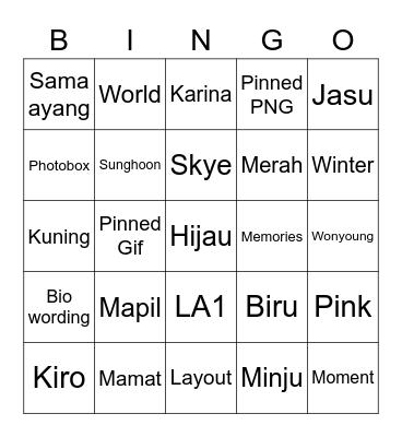 Punya sihijaulumut Bingo Card
