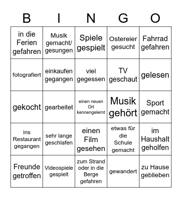 Frühlingsferien Bingo Card