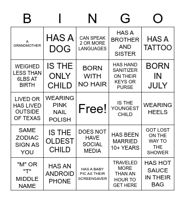 ICE-BREAKER BINGO Card