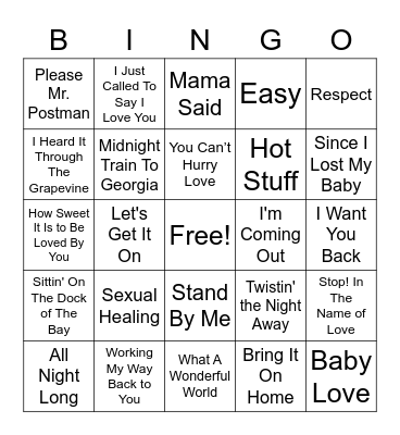 Motown Bingo Card