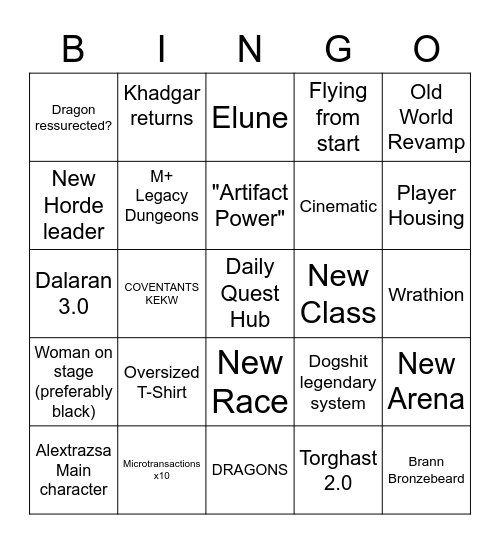 Expansion bingo Card