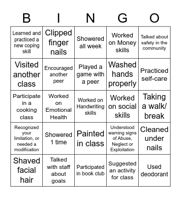 307's Bingo (NC) Bingo Card