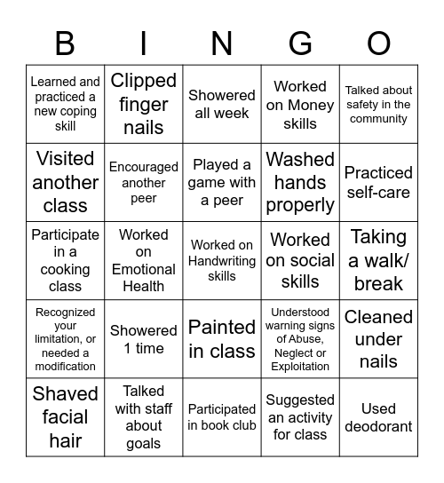 307's Bingo (NC) Bingo Card