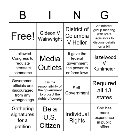 Day 13 Bingo Card