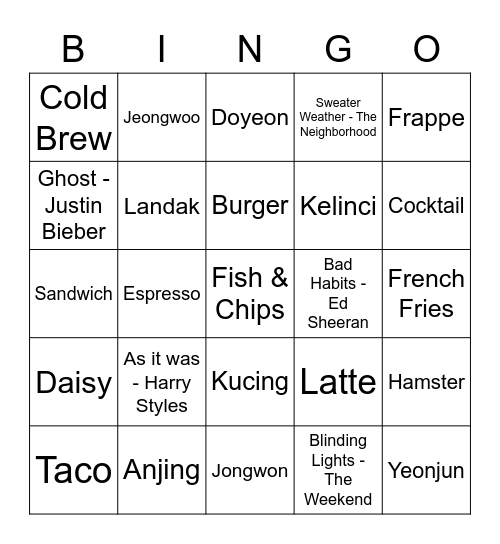 19atWooyoung’s Board Bingo Card