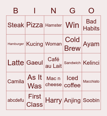 Xiaoting Bingo Card