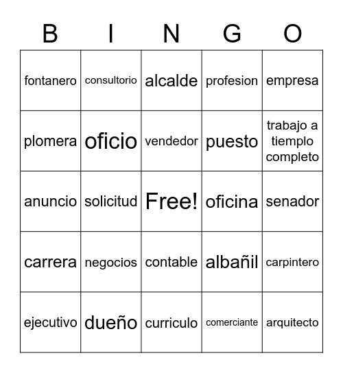 ningo Bingo Card