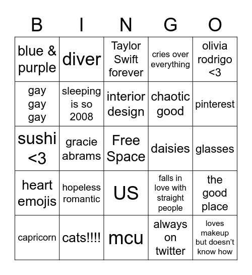 how similar are we Bingo Card