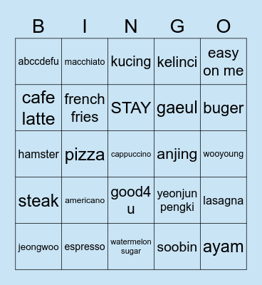 JEONGWOO Bingo Card