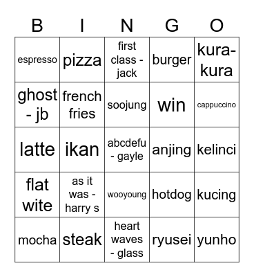 20atSoojung Bingo Card