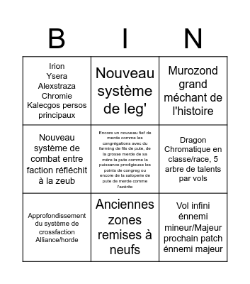 BINGO DE ZHANNA LA PLUS BELLE OWO Bingo Card