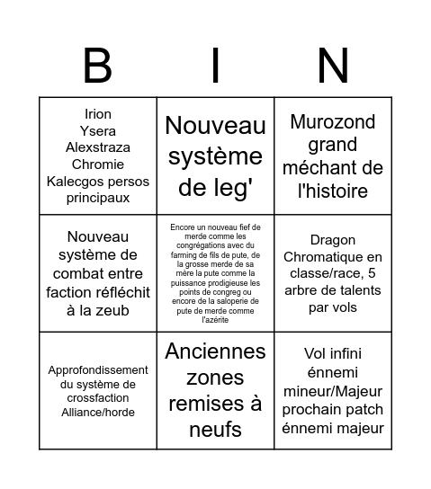 BINGO DE ZHANNA LA PLUS BELLE OWO Bingo Card