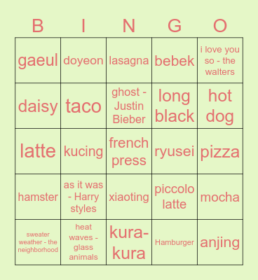 Maggie Bingo Card