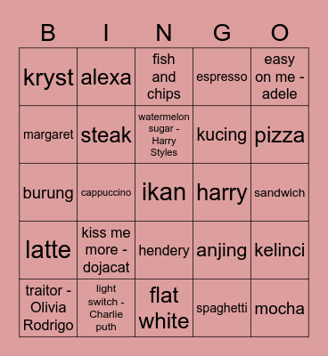 camila Bingo Card