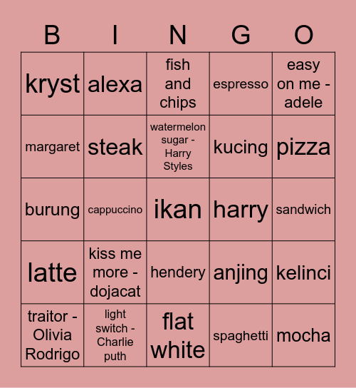 camila Bingo Card