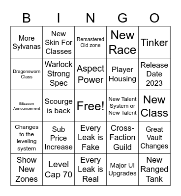 10.0 WOW ANNOUCEMENT Bingo Card