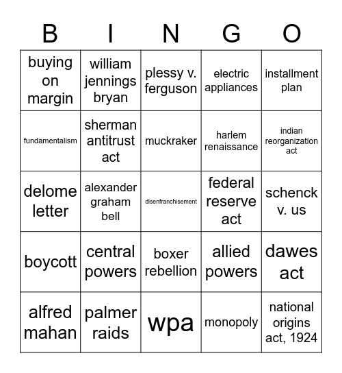 eoy review - part 1 Bingo Card