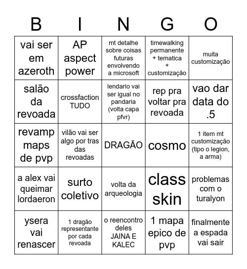 WOW Bingo Card