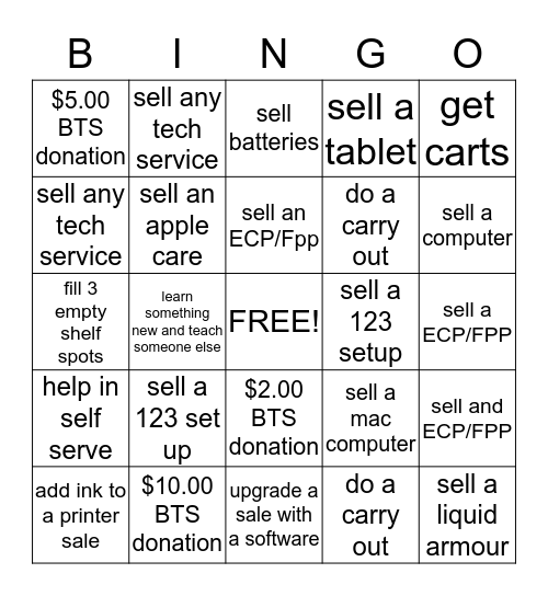 Technolgy Bingo Card