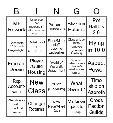 10.0 Bingo Card