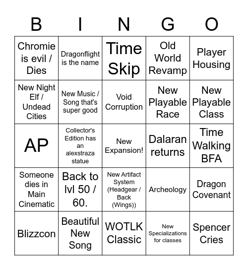 10.0 Bingo Card