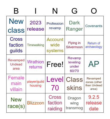 Dragonflight Reveal Bingo Card