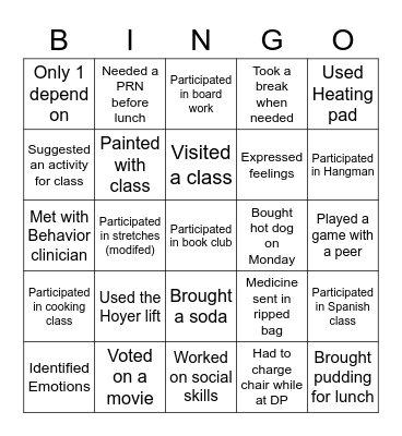 307's Bingo JC Bingo Card