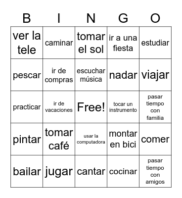 Pasatiempos Bingo Card