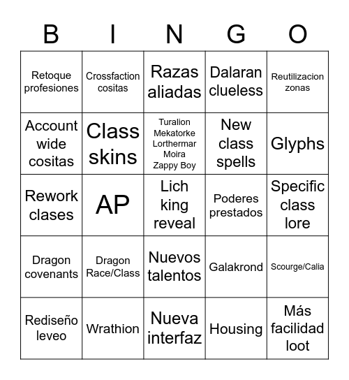 Cositas Unchainosas Bingo Card